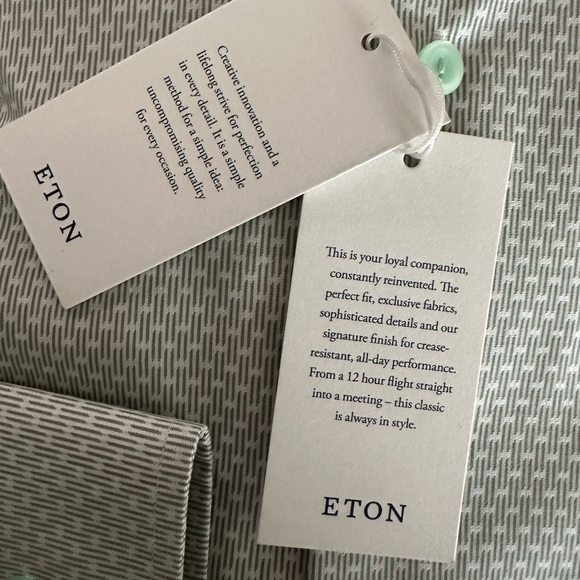 NWT ETON men’s button up dress shirt green 42 16.5 neck formal event office - Picture 3 of 12